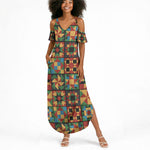 African American Quilt Inspired Summer Maxi Dress Freedom Quilt Symbolic Patchwork