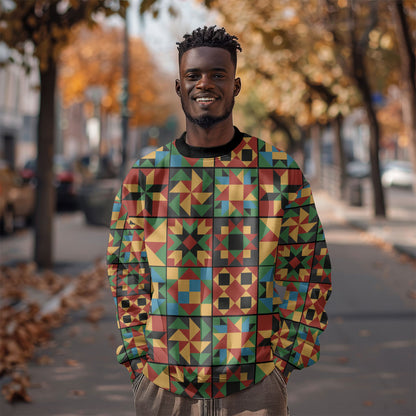 African American Quilt Inspired Sweatshirt Freedom Quilt Symbolic Patchwork