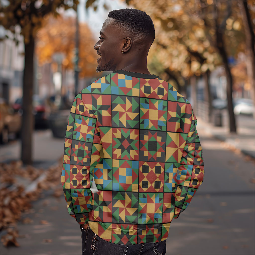 African American Quilt Inspired Sweatshirt Freedom Quilt Symbolic Patchwork
