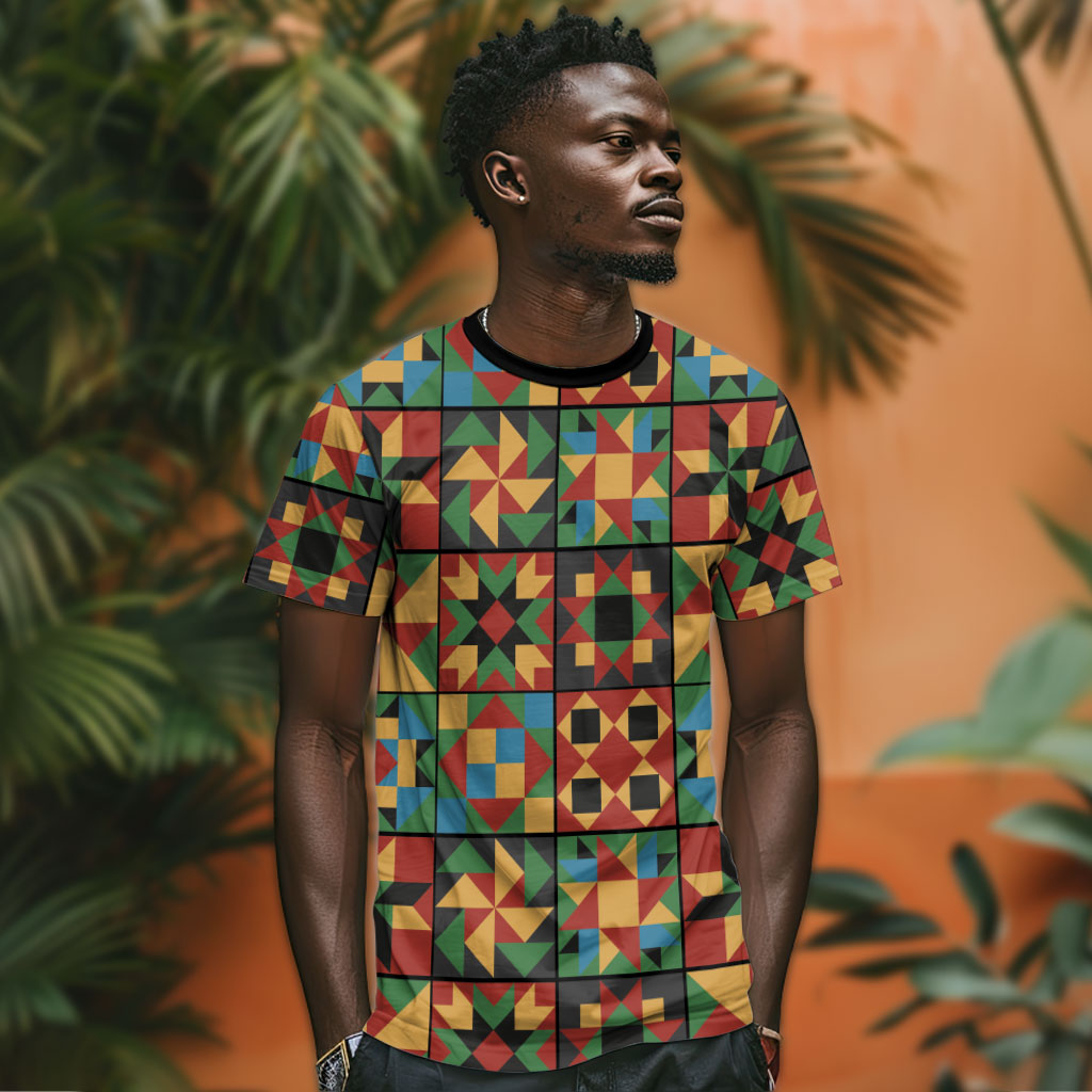 African American Quilt Inspired T shirt Freedom Quilt Symbolic Patchwork