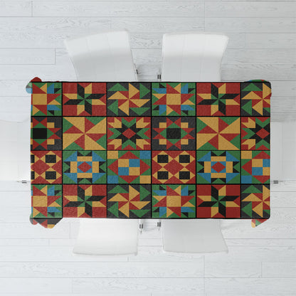 African American Quilt Inspired Tablecloth Freedom Quilt Symbolic Patchwork