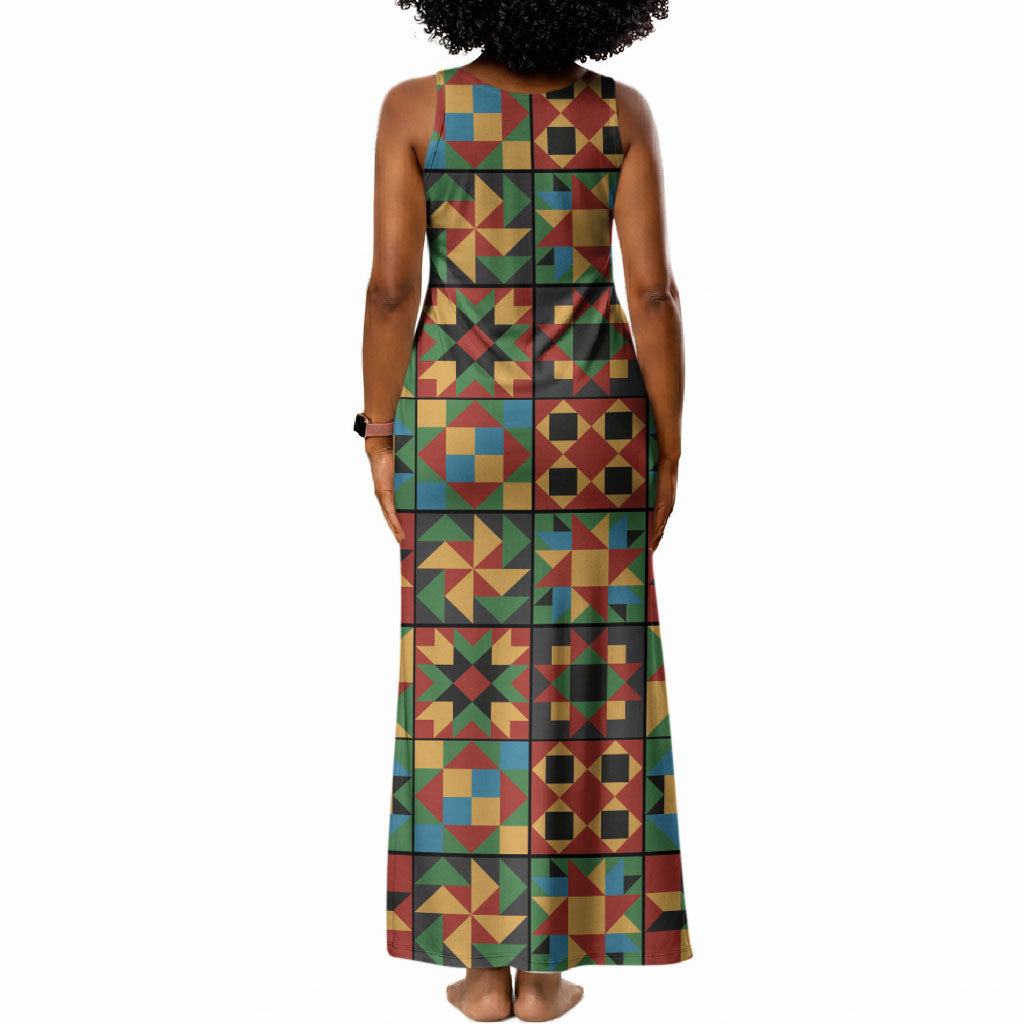 African American Quilt Inspired Tank Maxi Dress Freedom Quilt Symbolic Patchwork