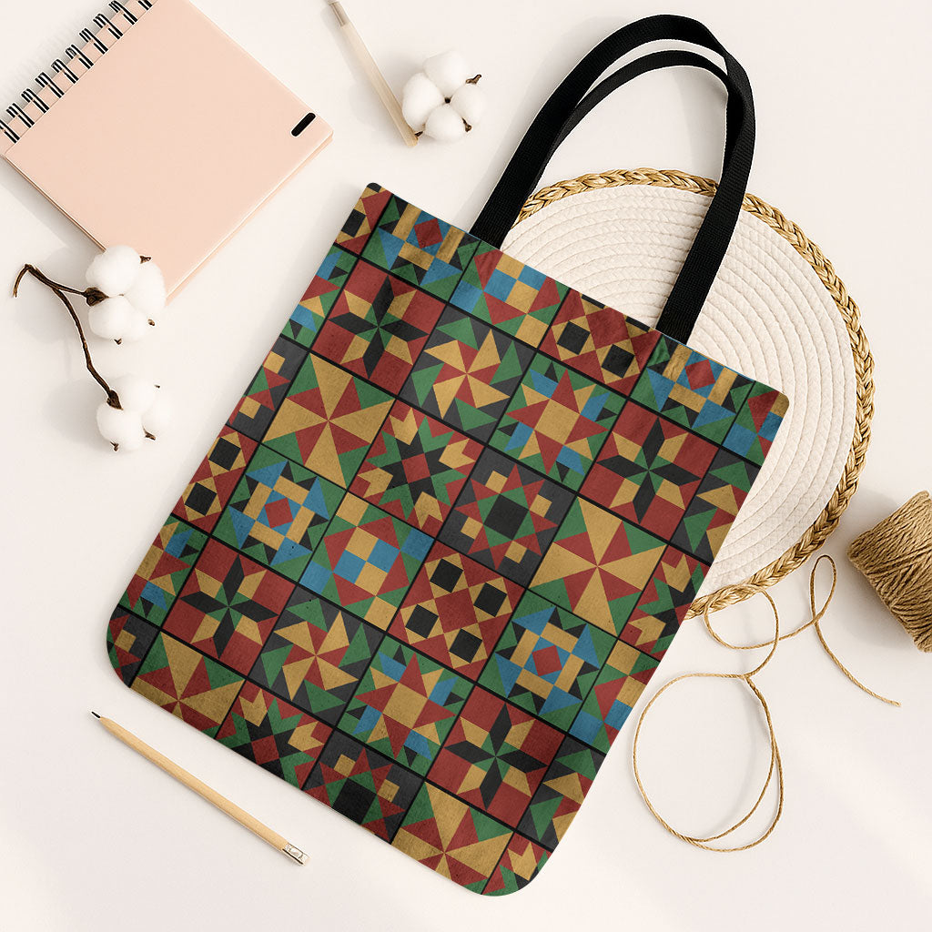 African American Quilt Inspired Tote Bag Freedom Quilt Symbolic Patchwork