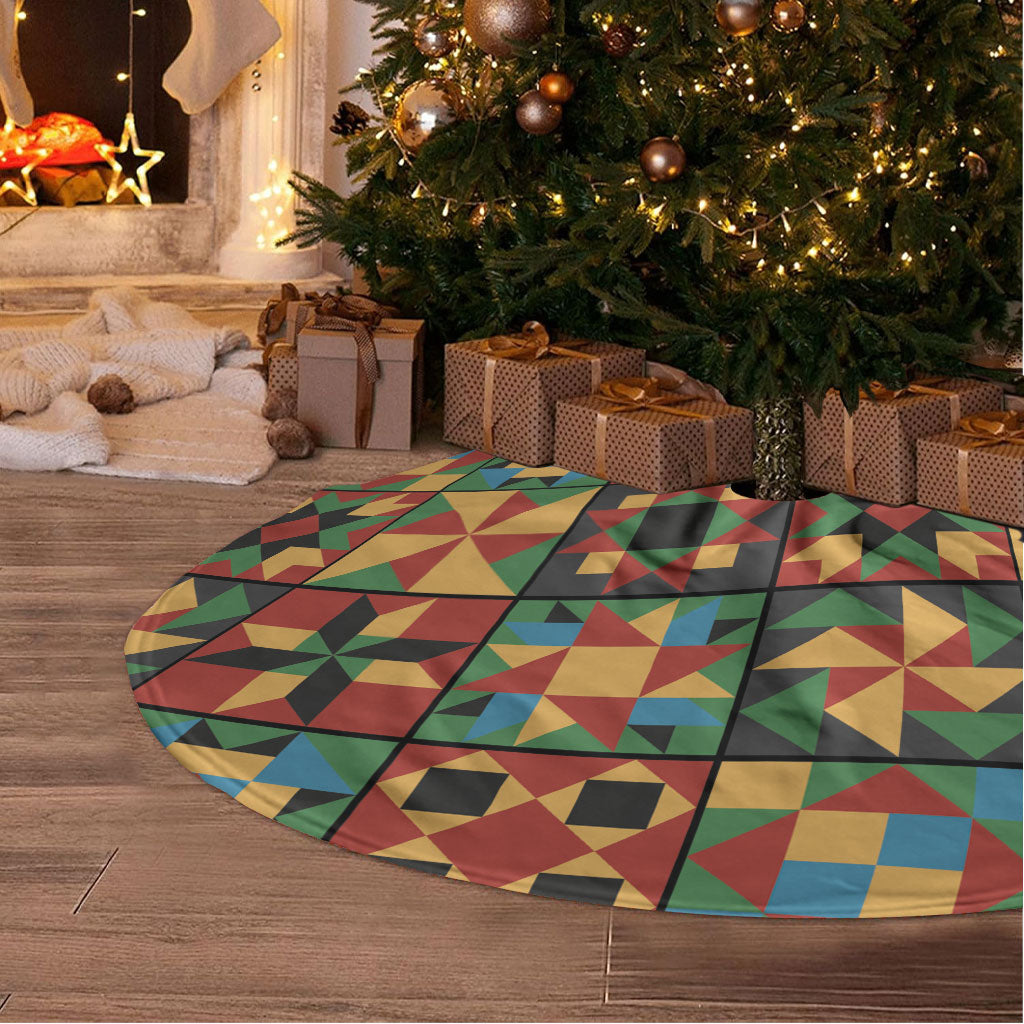 African American Quilt Inspired Tree Skirt Freedom Quilt Symbolic Patchwork