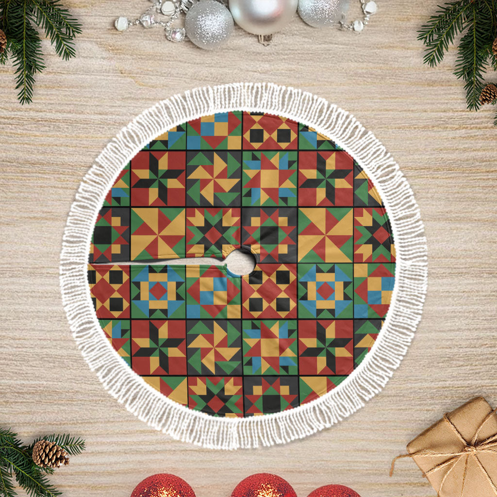 African American Quilt Inspired Tree Skirt Freedom Quilt Symbolic Patchwork