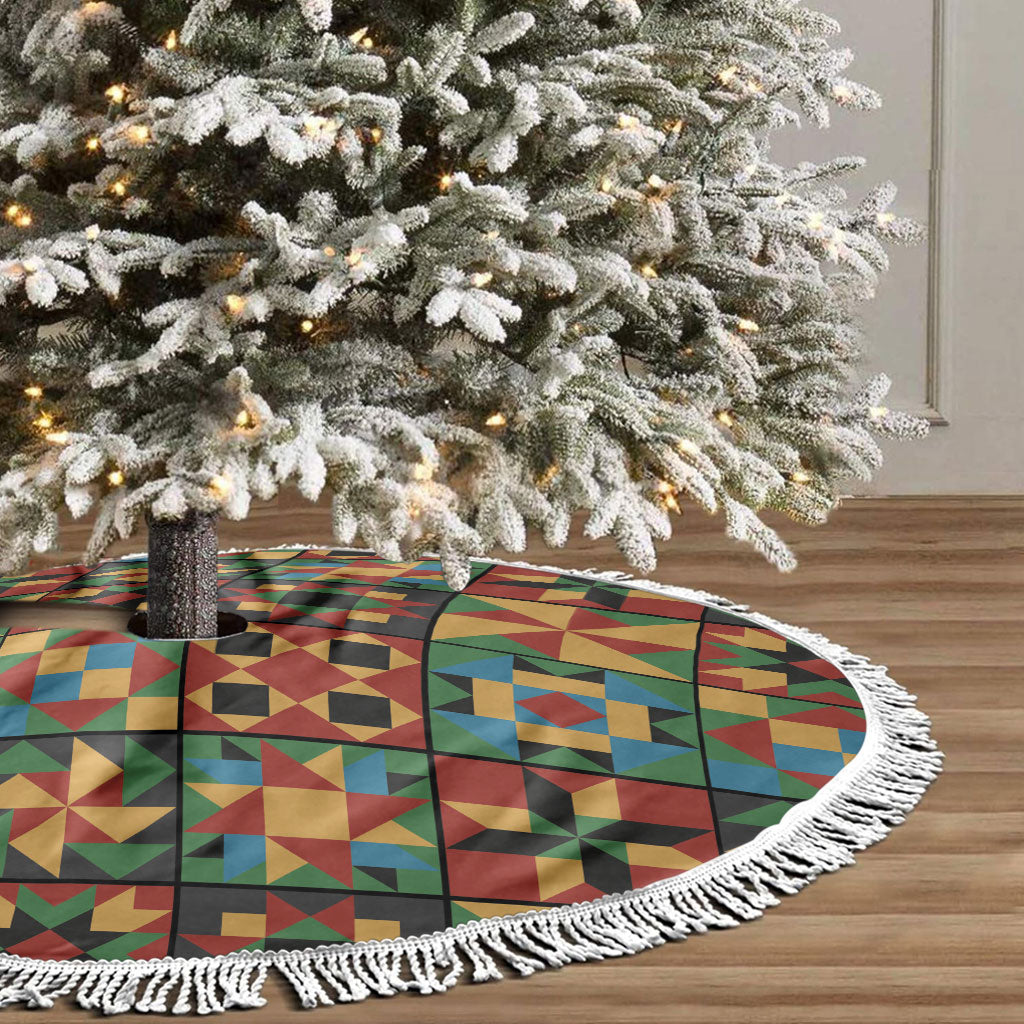 African American Quilt Inspired Tree Skirt Freedom Quilt Symbolic Patchwork
