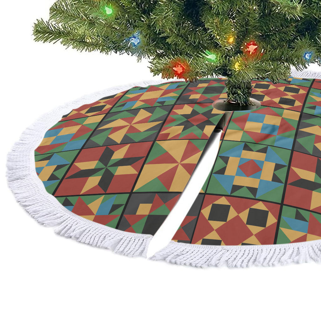 African American Quilt Inspired Tree Skirt Freedom Quilt Symbolic Patchwork