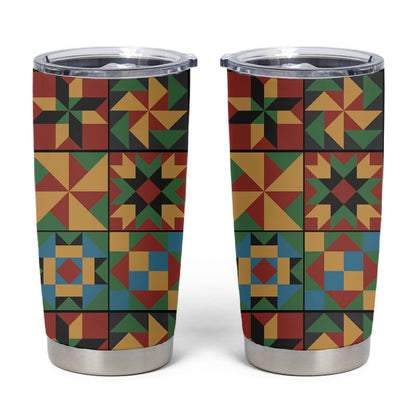 African American Quilt Inspired Tumbler Cup Freedom Quilt Symbolic Patchwork