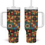 African American Quilt Inspired Tumbler With Handle Freedom Quilt Symbolic Patchwork