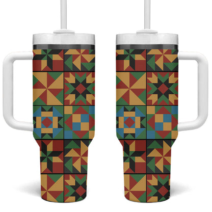 African American Quilt Inspired Tumbler With Handle Freedom Quilt Symbolic Patchwork