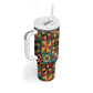 African American Quilt Inspired Tumbler With Handle Freedom Quilt Symbolic Patchwork