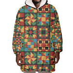 African American Quilt Inspired Wearable Blanket Hoodie Freedom Quilt Symbolic Patchwork
