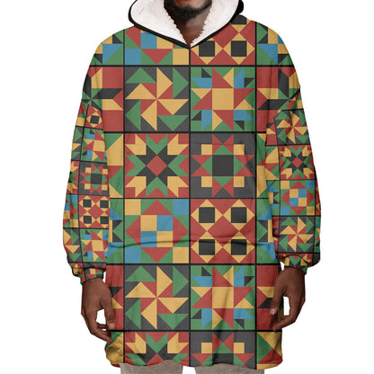 African American Quilt Inspired Wearable Blanket Hoodie Freedom Quilt Symbolic Patchwork