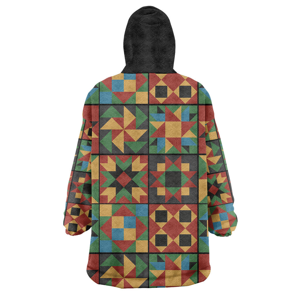 African American Quilt Inspired Wearable Blanket Hoodie Freedom Quilt Symbolic Patchwork