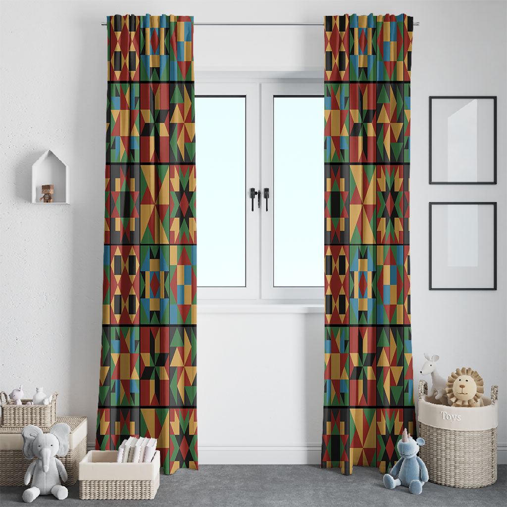African American Quilt Inspired Window Curtain Freedom Quilt Symbolic Patchwork