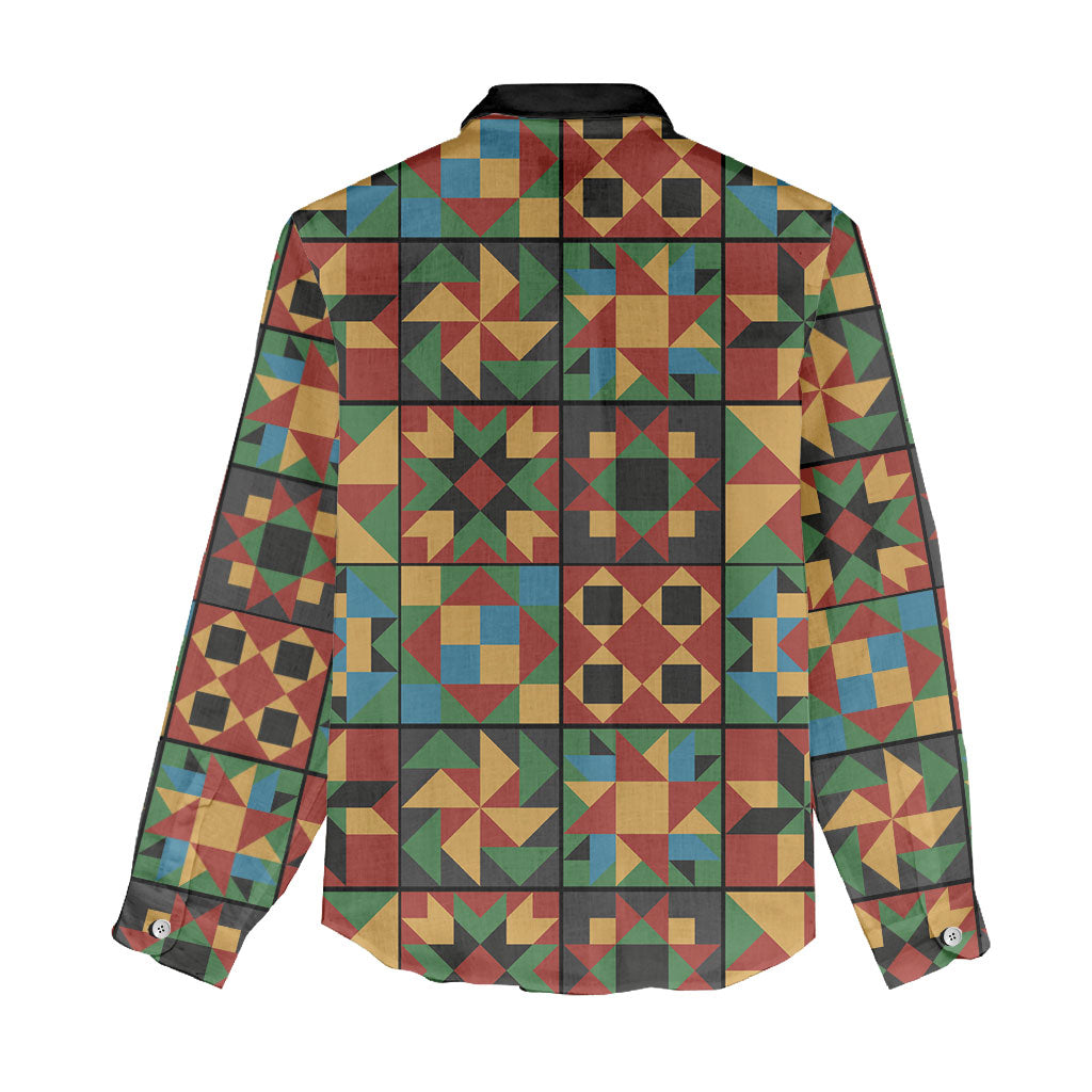 African American Quilt Inspired Women Casual Shirt Freedom Quilt Symbolic Patchwork