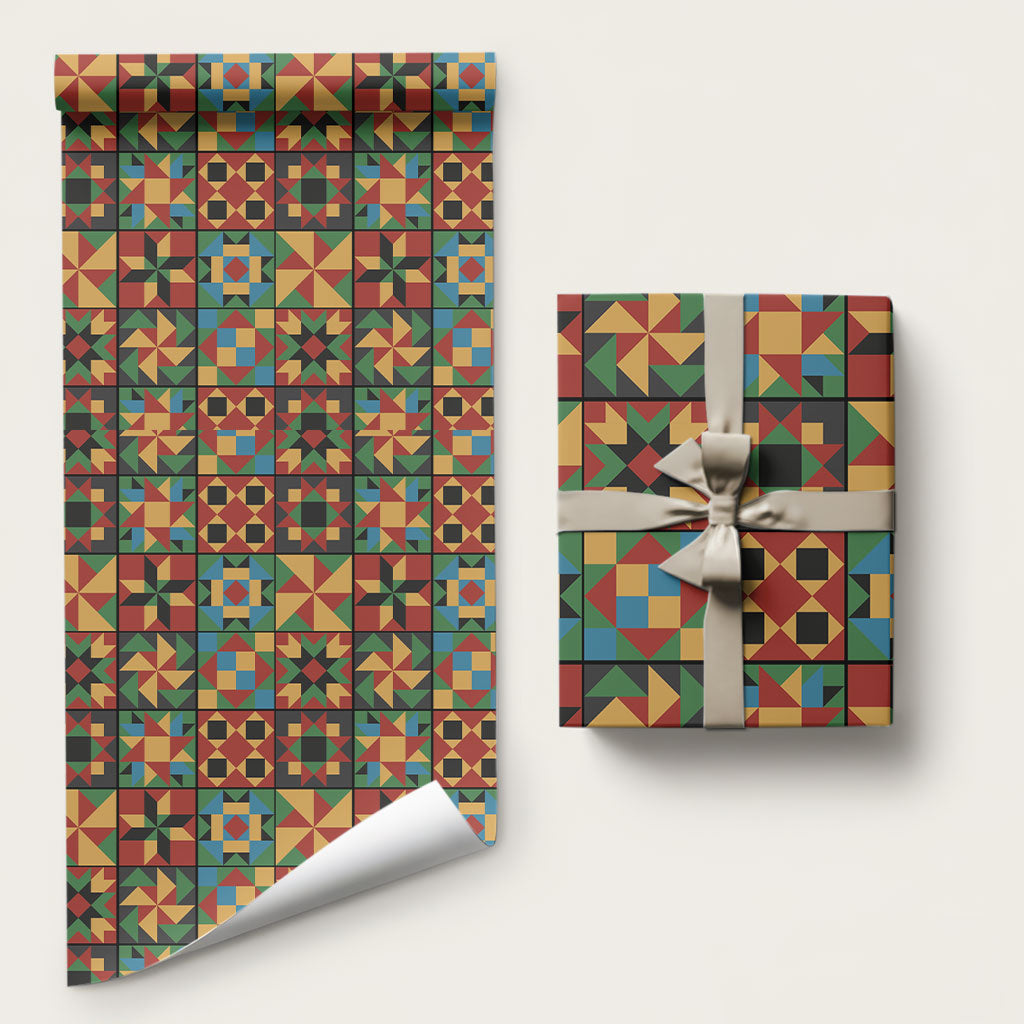 African American Quilt Inspired Wrapping Paper Freedom Quilt Symbolic Patchwork
