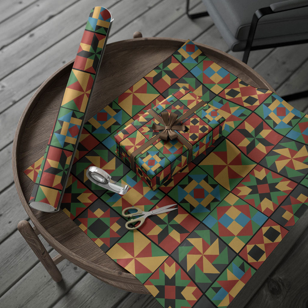 African American Quilt Inspired Wrapping Paper Freedom Quilt Symbolic Patchwork