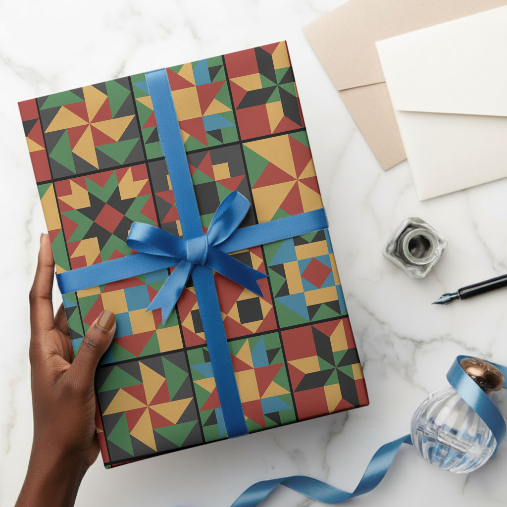 African American Quilt Inspired Wrapping Paper Freedom Quilt Symbolic Patchwork