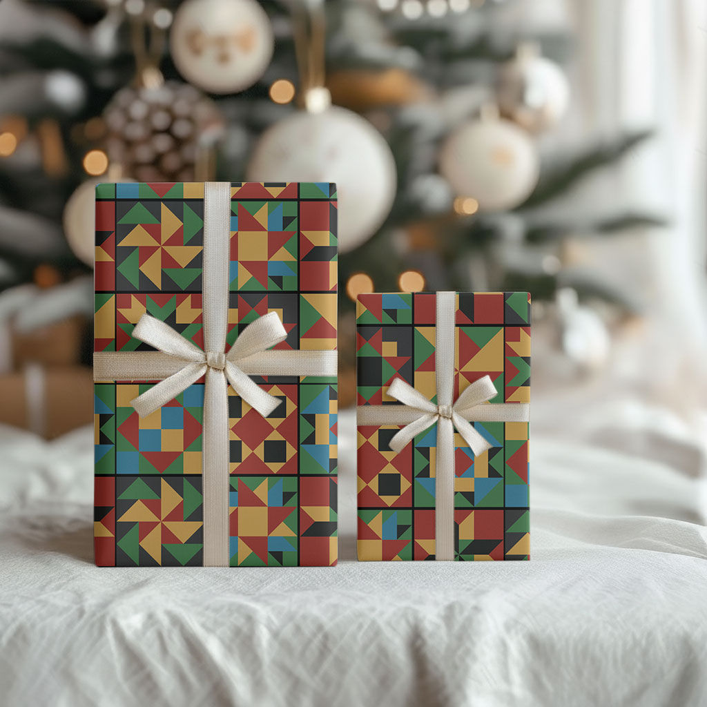 African American Quilt Inspired Wrapping Paper Freedom Quilt Symbolic Patchwork