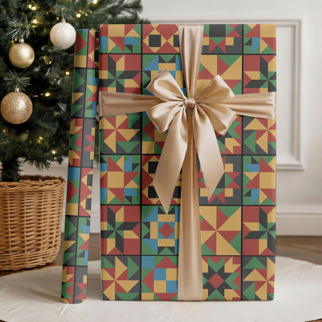 African American Quilt Inspired Wrapping Paper Freedom Quilt Symbolic Patchwork