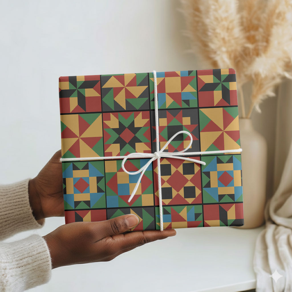 African American Quilt Inspired Wrapping Paper Freedom Quilt Symbolic Patchwork