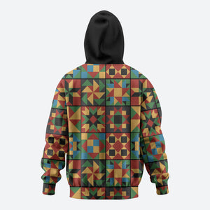 African American Quilt Inspired Zip Hoodie Freedom Quilt Symbolic Patchwork
