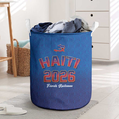 Afro-Haitians World Football 2026 Laundry Basket Haiti est de Retour Blue Voodoo Veve Spirits - African Pride