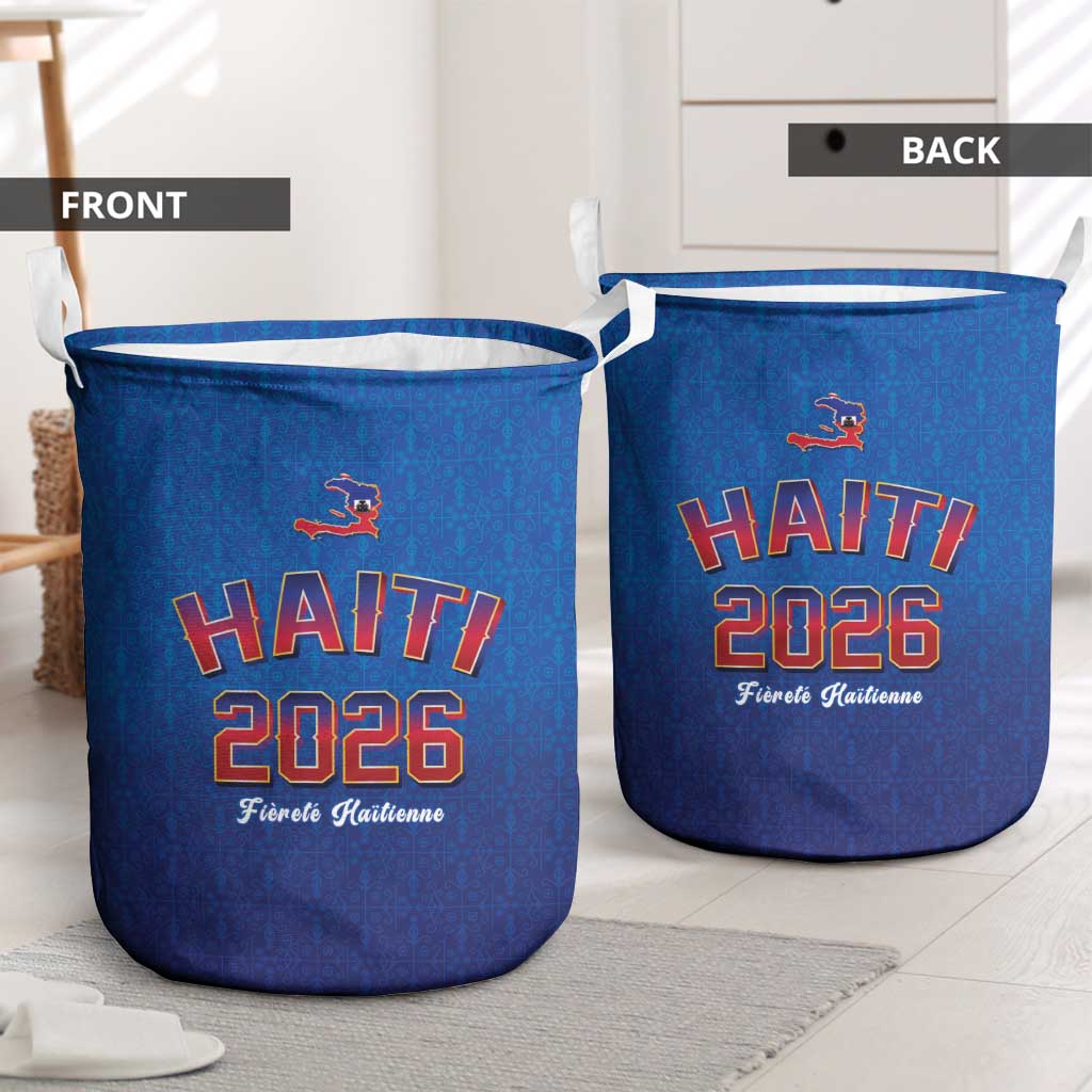 Afro-Haitians World Football 2026 Laundry Basket Haiti est de Retour Blue Voodoo Veve Spirits - African Pride