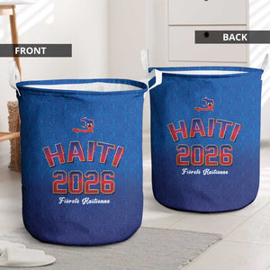 Afro-Haitians World Football 2026 Laundry Basket Haiti est de Retour Blue Voodoo Veve Spirits - African Pride