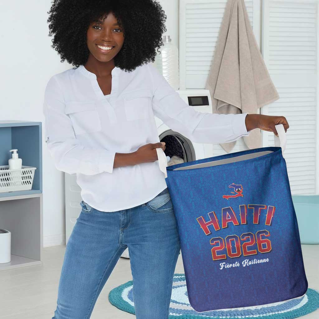 Afro-Haitians World Football 2026 Laundry Basket Haiti est de Retour Blue Voodoo Veve Spirits - African Pride