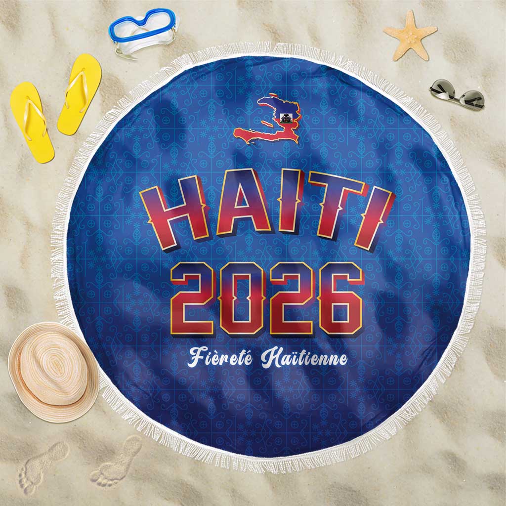 Afro-Haitians World Football 2026 Beach Blanket Haiti est de Retour Blue Voodoo Veve Spirits - African Pride