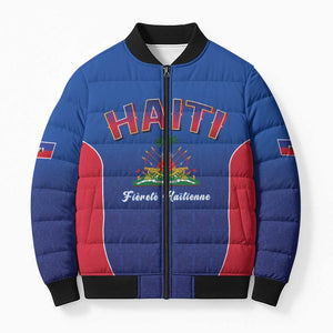 Afro-Haitians World Football 2026 Bomber Puffer Jacket Haiti est de Retour Blue Voodoo Veve Spirits