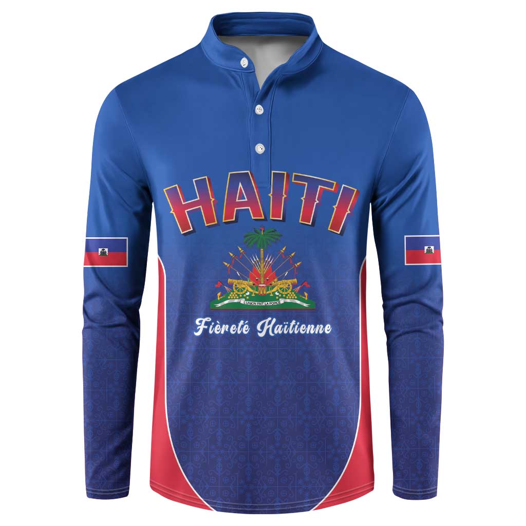 Afro-Haitians World Football 2026 Button Sweatshirt Haiti est de Retour Blue Voodoo Veve Spirits