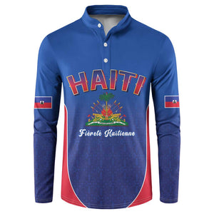 Afro-Haitians World Football 2026 Button Sweatshirt Haiti est de Retour Blue Voodoo Veve Spirits