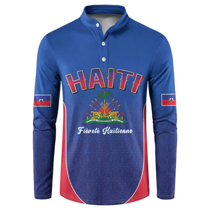 Afro-Haitians World Football 2026 Button Sweatshirt Haiti est de Retour Blue Voodoo Veve Spirits