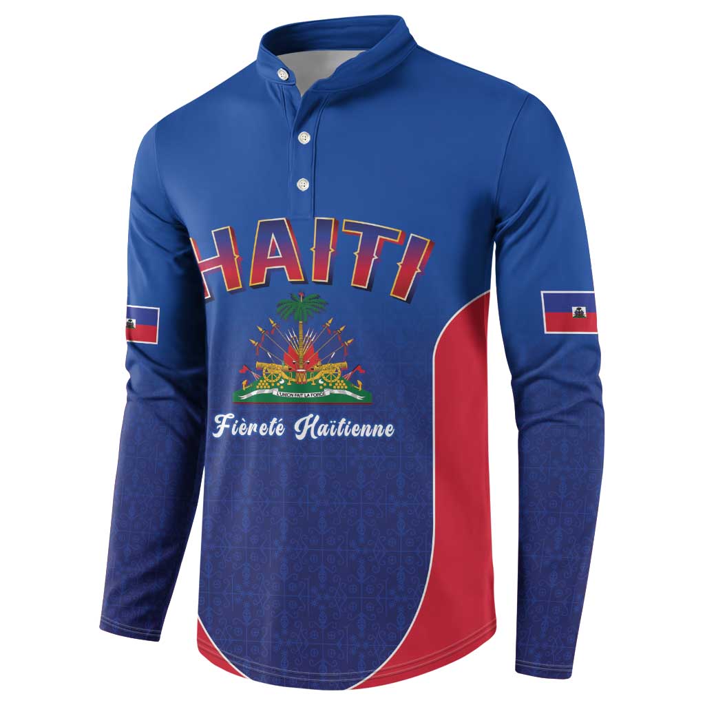 Afro-Haitians World Football 2026 Button Sweatshirt Haiti est de Retour Blue Voodoo Veve Spirits