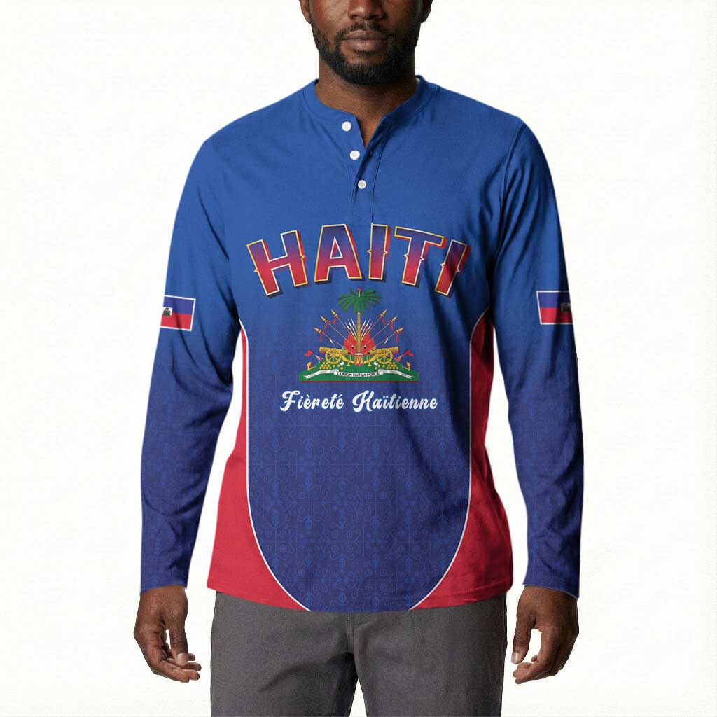 Afro-Haitians World Football 2026 Button Sweatshirt Haiti est de Retour Blue Voodoo Veve Spirits