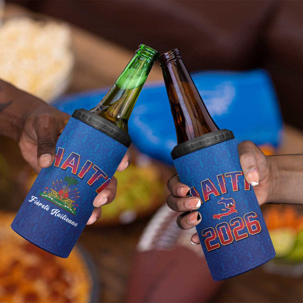 Afro-Haitians World Football 2026 4 in 1 Can Cooler Tumbler Haiti est de Retour Blue Voodoo Veve Spirits - African Pride