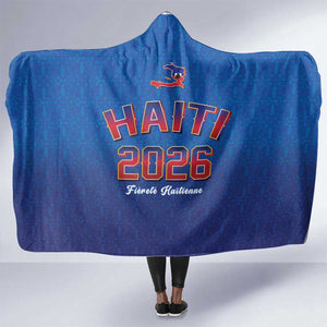 Afro-Haitians World Football 2026 Hooded Blanket Haiti est de Retour Blue Voodoo Veve Spirits - African Pride
