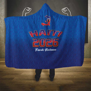 Afro-Haitians World Football 2026 Hooded Blanket Haiti est de Retour Blue Voodoo Veve Spirits - African Pride