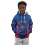 Afro-Haitians World Football 2026 Kid Hoodie Haiti est de Retour Blue Voodoo Veve Spirits - African Pride