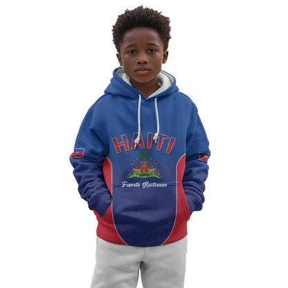 Afro-Haitians World Football 2026 Kid Hoodie Haiti est de Retour Blue Voodoo Veve Spirits - African Pride