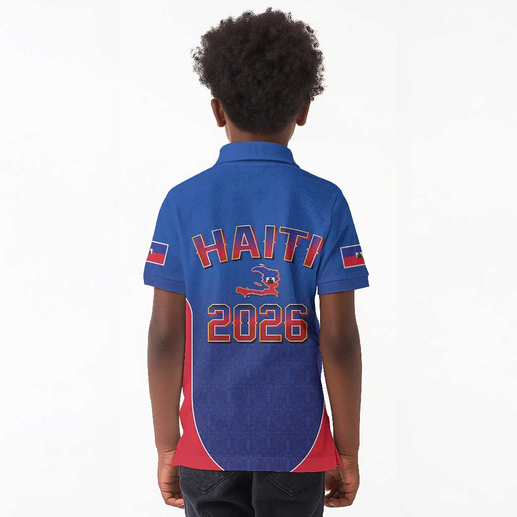 Afro-Haitians World Football 2026 Kid Polo Shirt Haiti est de Retour Blue Voodoo Veve Spirits LT9