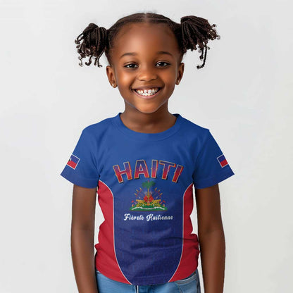 Afro-Haitians World Football 2026 Kid T shirt Haiti est de Retour Blue Voodoo Veve Spirits LT9