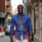 Afro-Haitians World Football 2026 Long Sleeve Button Shirt Haiti est de Retour Blue Voodoo Veve Spirits - African Pride
