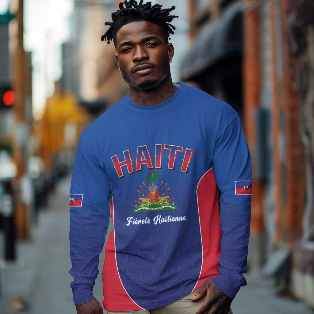 Afro-Haitians World Football 2026 Long Sleeve Shirt Haiti est de Retour Blue Voodoo Veve Spirits - African Pride