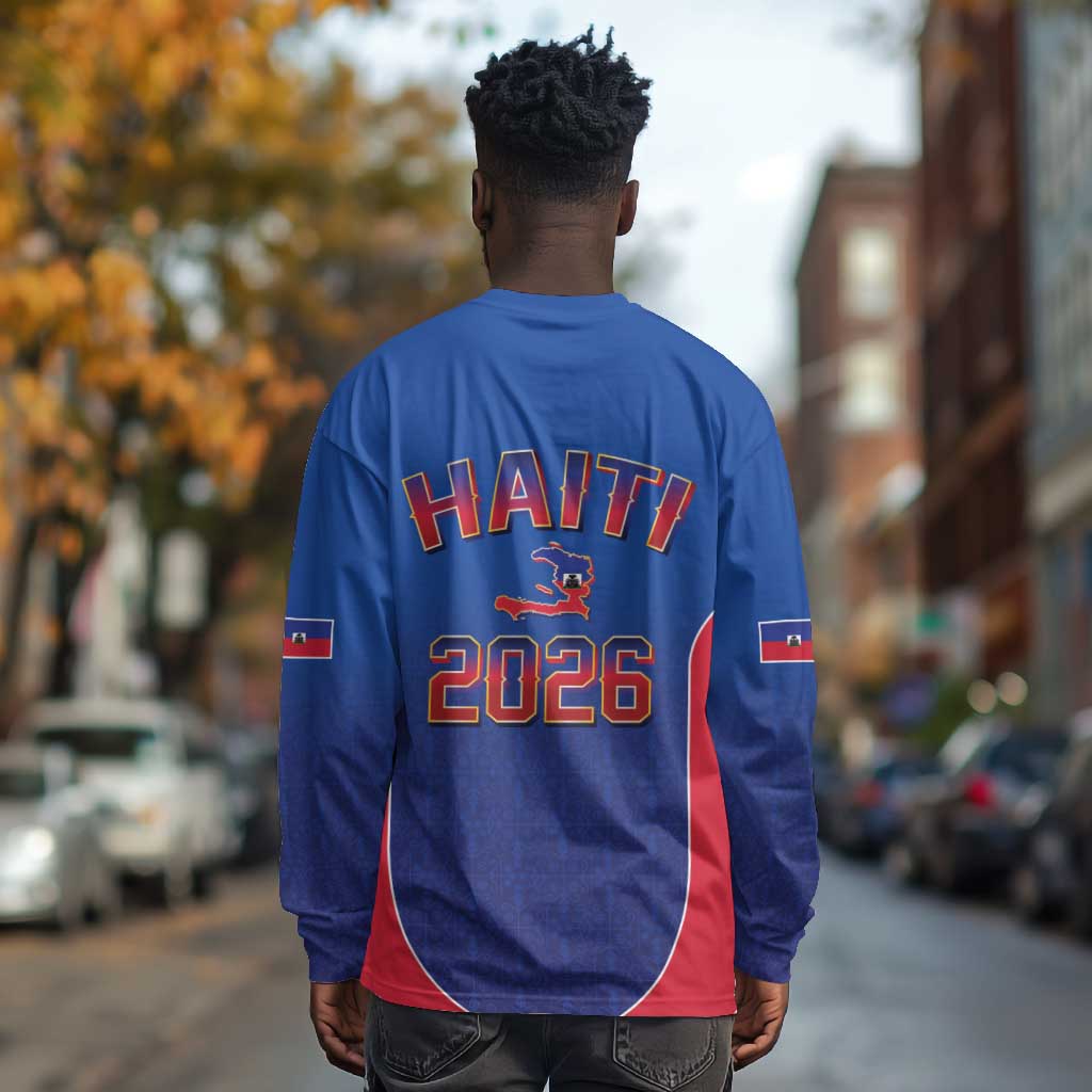 Afro-Haitians World Football 2026 Long Sleeve Shirt Haiti est de Retour Blue Voodoo Veve Spirits - African Pride