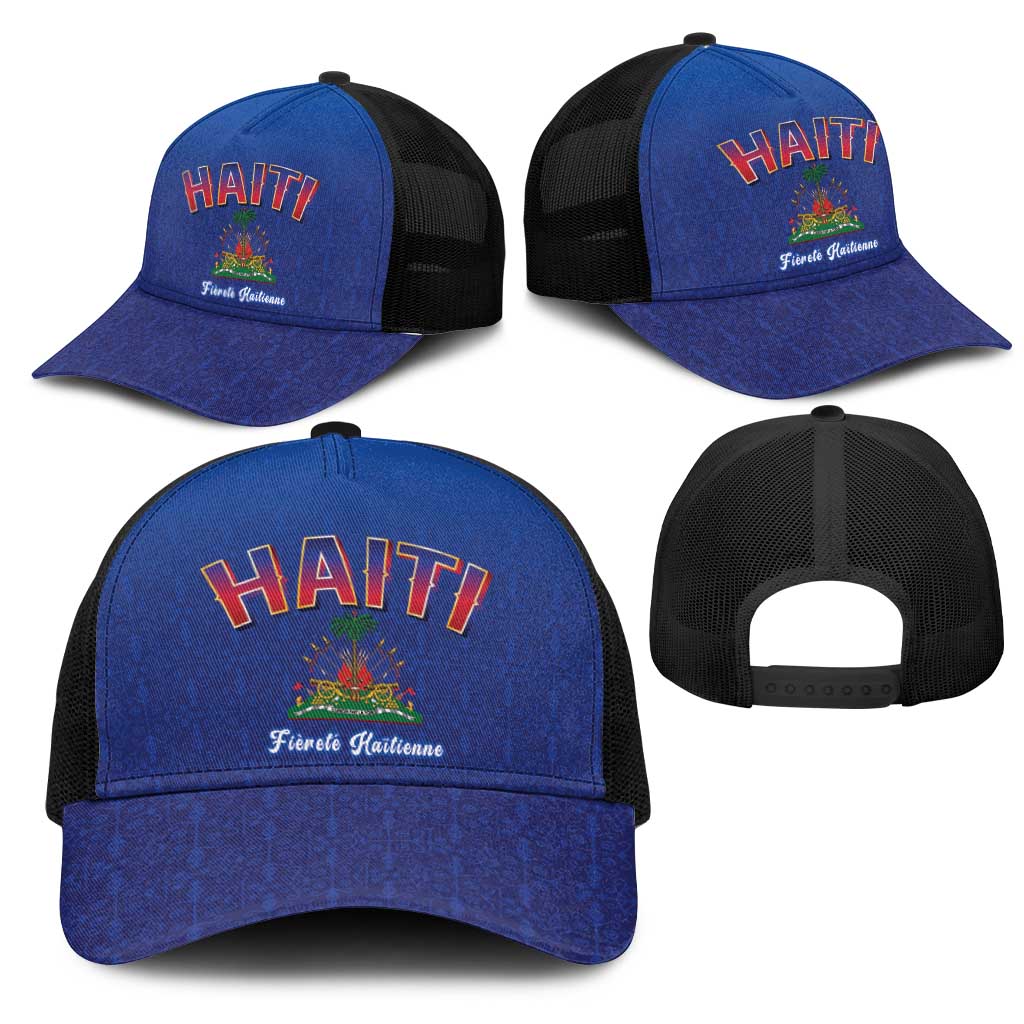 Afro-Haitians World Football 2026 Mesh Trucker Cap Haiti est de Retour Blue Voodoo Veve Spirits - African Pride