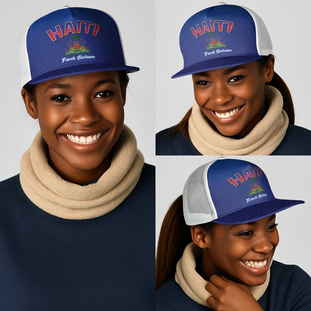 Afro-Haitians World Football 2026 Mesh Trucker Cap Haiti est de Retour Blue Voodoo Veve Spirits - African Pride